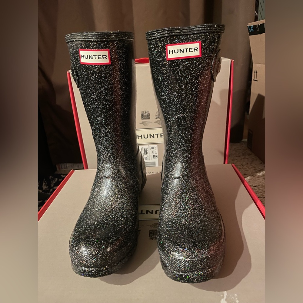 Women’s Hunter Starcloud Sparkling Black Rain Boots